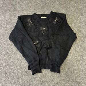 Jamie Scott Sweater Womens Size S Black Bow Sequin Embellished Chunky Knit Korea